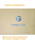 Brown packaging box for Fiberglass Window Screen And Door Replacement Mesh 48 X 118 Inches, showing Tooltriz logo.