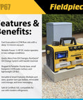 Fieldpiece VP67 portable HVAC vacuum pump with features overview