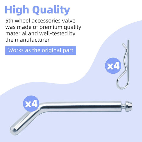 Replacement Pins And Clips For Fifth Wheel Hitches And Goosenecks With Fifth Wheel Rails Half Inch Size Universal Fit
