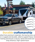 Truck towing a fifth-wheel RV with inset image of Fifth Wheel Rail Pin Kit For Reese 16K And 22K Hitches, heavy duty pins and clips.