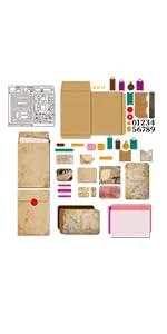 Pro Grade File Pocket Metal Die Cuts Set For Card Making And Scrapbooking, 0.8mm carbon steel dies with letters, numbers, pockets.