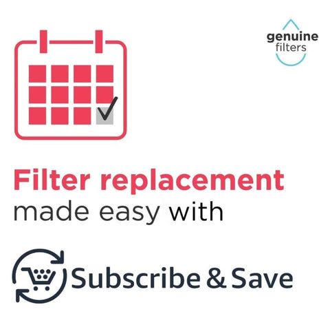 PureSource Ultra Water Filter ULTRAWF Replacement For Refrigerator subscription service ad with calendar and save icon