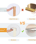 Comparison of Sunlithor concealed finger tab cabinet pulls with polished edge vs other brands with sharp edge.