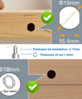 Diagram showing installation details for Bluetooth fingerprint drawer lock with three latch sizes fits drawers up to 17mm thick