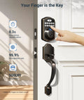 Secure, keyless entry with a lever handle fingerprint door lock set featuring an electronic keypad and autolock