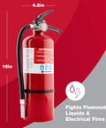 Fire Extinguisher For Home And Commercial Use Heavy Duty Rechargeable UL Rated 2A 10B C All Metal Construction With A Commercial Grade Valve And Trigger