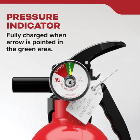 Multi Purpose Fire Extinguisher 1A10BC For Home Office Dorm And Residential Use All Metal Construction pressure indicator