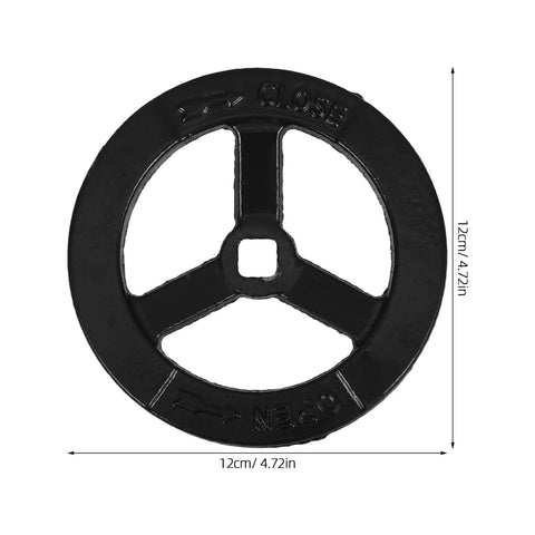 Directional Wheel Indoor Fire Hydrant Handwheel 4.72 Inch Valve Handle Replacement, black color with size markings.