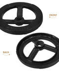 Front and back view of a Directional Wheel Indoor Fire Hydrant Handwheel 4.72 Inch Valve Handle Replacement for Water Shut Off and Hose Valves.
