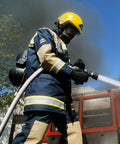 Firefighter using Fire Hose 2 Inch ID 25 Ft Single Jacket TPU Firefighter Hose With M And F NST NH Brass Couplings 750 PSI Burst Pressure