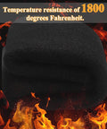 4 Pack 12 x 9 Inch Welding Blankets Set Fireproof Heat Resistant Soldering Mats, folded black flame-retardant felt amidst fire.