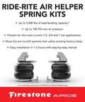 Firestone Ride-Rite air helper spring kits with installation instructions displayed, designed for load-leveling