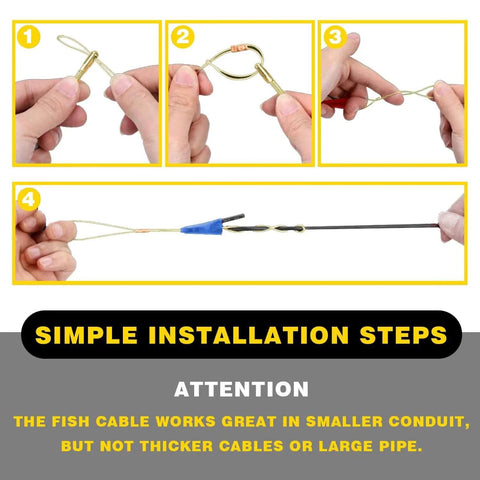 Fifty Foot Fiberglass Fish Tape Running Wire Cable Rods Coaxial Electrical Connectable Wire Fishing Rods With Brass Threaded Connectors installation guide