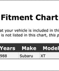 Fitment chart showing compatibility for 1988 Subaru XT model with Commutator End Alternator Bearing For 1988 XT Plug In Direct Replacement PC 395778.