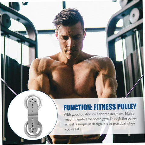 Man using fitness equipment with Aluminum Alloy Swivel Groove Pulley for Fitness Equipment Noiseless Wire Rope Lifting Accessory Strength Training Part Heavy Duty Bearing Gym Gear