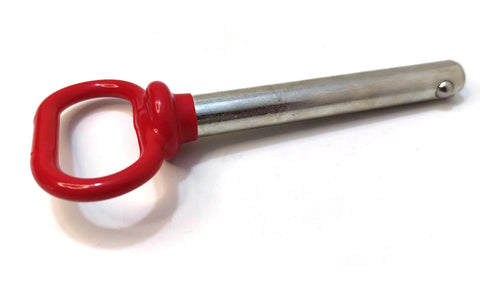 Five Eighth Inch Red Handle Detent Pin Four Inch Long With Stainless Ball Locking Mechanism Towing Hitch Pin And Safety Coupler Locking Pin High Visibility Easy Grip Pin