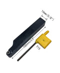 Five Eighth Inch Metal Lathe Tool Holder With 10 Pc RCMT10T3 R5 Carbide Turning Inserts and yellow tool for installation