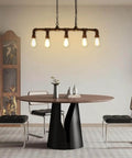 Rustic Industrial Tube Pipe Chandelier With Five Light Edison Style Steampunk Pendant Light Fixture in dining setup
