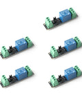 Five Pack One Channel DC 3V/3.3V Relay Module with Optocoupler Isolation, Isolated Drive Control Board, 10A 250VAC and 10A 30VDC