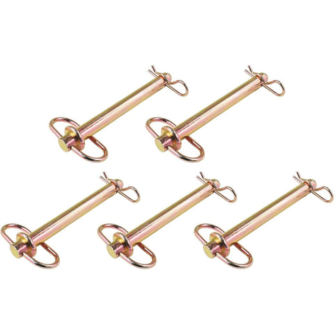 5 Pack Beefy 251540 Hitch Pin 30281E1, 3 Quarter Inch Diameter, Six And A Quarter Inch Usable Length, shown in a group