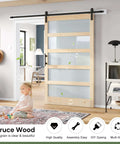 Glass Sliding Barn Door Slab 48 By 84 Inches With Eight Foot Hardware Kit Included Five Panel Frosted Glass Spruce Wood Support