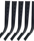 Five Piece Box Blade Shank Kit With Four Hole Box Scraper Shanks And An 18 Inch Scarifier Ripper Shank laying on white background.