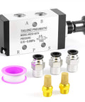 Five Way Two Position Hand Lever Pneumatic Valve With Spring Reset Center Return One Quarter Inch NPT Manual Push Pull Control Air Line Valve For Industrial Pneumatics Works At 25 To 116 Psi with accessories