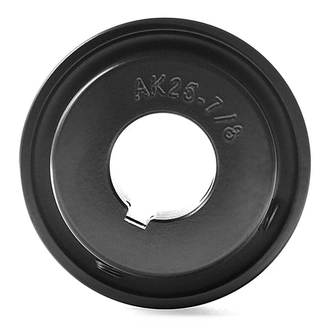 Front view of 2.5 Inch OD Fixed Bore V Belt Pulley with 7/8 Inch Bore Single Groove Cast Iron Anticorrosion Durable Design for 3L 4L A AX V Belts.