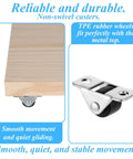 Eight Piece Mini Fixed Caster Wheels Set Half Inch Low Profile Silent Bearings Single Direction Tiny Wheels installation view