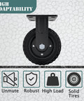 ✝️ Fixed heavy duty caster wheel, 6 inch*2, 800lb capacity, black rim, solid rubber, cast iron, outdoor, flat free