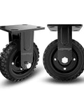 ✝️ Fixed heavy duty caster wheel, 6 inch*2, 800lb capacity, black rim, solid rubber, cast iron, outdoor, flat free for carts