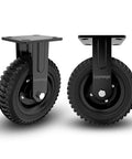 Fixed heavy duty caster wheel, 8 inch*2, 1000lb capacity, black rim, solid rubber, cast iron, outdoor, flat free