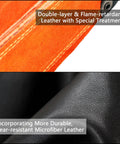 Close-up of Flame-Resistant Leather Electrode Bag and Welding Rod Holder for Welders material with double-layer leather details