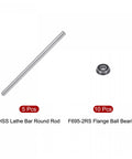F695-2RS Flange Ball Bearing 5x13x4mm Double Sealed Chrome Steel Bearings with 5mm HSS Lathe Bar Round Rods, Pack of 10