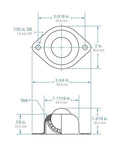 Diagram of (Case of 10) Hudson Bearings BT-1CS Two-Hole Flange Mounted Ball Transfer, Carbon Steel, 1" Diameter, 75 lbs Load Capacity