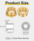 Image of Six Piece Flange Sleeve Bearings Set With 16mm Bore, 20mm Outer Diameter, and technical specifications diagram.