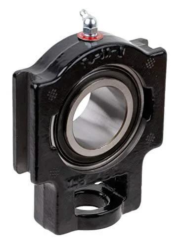 Side view of Heavy Duty Flange Block Ball Bearing With One And A Quarter Inch Shaft Built To Last Thanks To Interchangeable Cast Iron Housing Rexnord Link-Belt FB3S220E Industrial Grade Bearing.