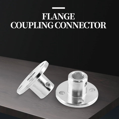 Two silver flange couplings displayed on a dark surface. 4 Piece 6mm Flange Coupling Connector Set With Rigid Shaft Hub And Wrench Includes 4 Flange Couplings 8 Fastening Screws And M3 Wrench For RC Motors And Model Gear Systems Precision Plated Steel.