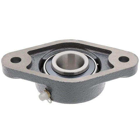 2-Pack Flange Mount Ball Bearing Unit With Insert UC206-19 In Cast Iron Housing FL206 Bore 1.1875 Inch Set Screw Locking Flinger Seal