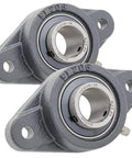 2-Pack Flange Mount Ball Bearing Unit With Insert UC206-19 In Cast Iron Housing FL206 Bore 1.1875 Inch Set Screw Locking
