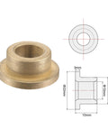 Flange Sleeve Bearing Set 10mm Bore 16mm Outer Diameter 10mm Length Flange Diameter 22mm Flange Thickness 3mm Sintered Bronze Self Lubricating Bushings Maintenance Free High Wear and Corrosion Resistance Suitable for Low Friction Applications Pack of 4 product image with dimensions and design diagram