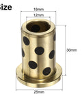 Flange Sleeve Bearings 12mm Bore 18mm OD 30mm Height Wrapped Oilless Brass Graphite Flange Bushings Self Lubricating Cast Brass Bushing