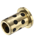 Flange Sleeve Bearings 12mm Bore 18mm OD 30mm Height Wrapped Oilless Brass Graphite Flange Bushings for Low Friction Motion Guides.