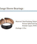 Two Pieces Flange Sleeve Bearings 20mm Bore 23mm Outside Diameter 12mm Total Length 29mm Flange Diameter Self Lubricating Bronze Bushings
