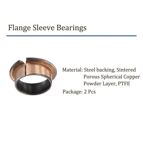 Two Pieces Flange Sleeve Bearings 20mm Bore 23mm Outside Diameter 12mm Total Length 29mm Flange Diameter Self Lubricating Bronze Bushings