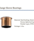 Image of a bronze sintered flange sleeve bearing for agricultural machines, featuring 35mm bore and 39.5mm outside diameter.