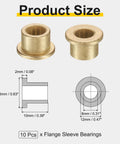 Flange Sleeve Bearings Set Of 10 With 8mm Bore 12mm Outer Diameter And 10mm Length 16mm Flange Diameter And 2mm Flange Thickness Self Lubricating Sintered Bronze Bushings