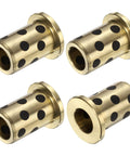 Flange Sleeve Bearings 12mm Bore 18mm OD 30mm Height Wrapped Oilless Brass Graphite Flange Bushings, set of 4 pieces