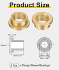 Two Pack Flange Sleeve Bearings 16mm Bore 22mm Outer Diameter 12mm Length Self Lubricating Sintered Bronze Bushings diagram