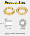 8 Pcs Flange Sleeve Bearings 16mm Bore 20mm OD 6mm Length Self Lubricating Sintered Bronze Bushings with size diagram